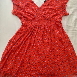 City Chic Red dress with small blue flowers